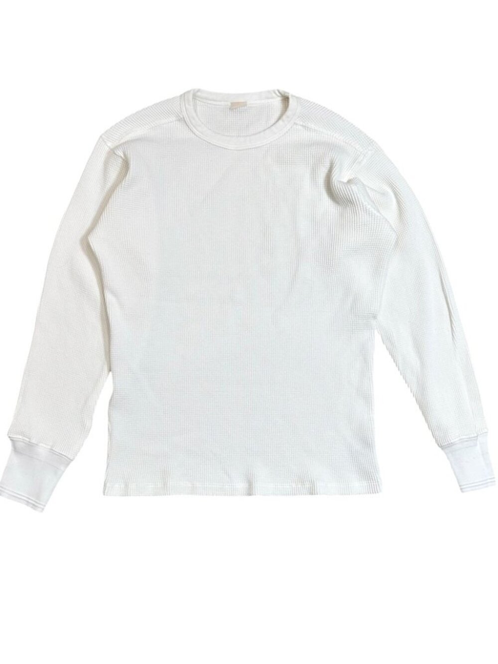 Buck Mason Men's Toughknit Thermal Long Sleeve Heavyweight Crew Shirt in White - Picture 1 of 6